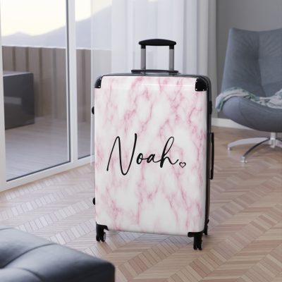 Personalized Name Marble Suitcase - Custom Travel Luggage with Elegant Marble Design and Your Name