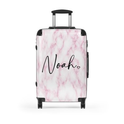 Personalized Name Marble Suitcase - Custom Travel Luggage with Elegant Marble Design and Your Name