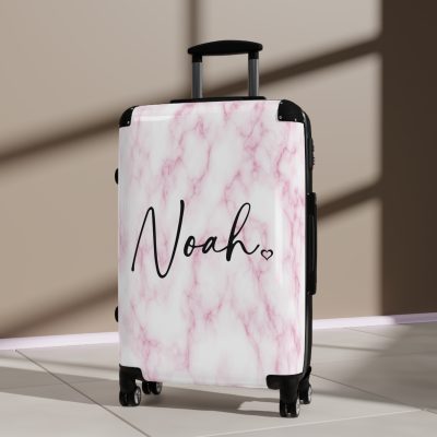 Personalized Name Marble Suitcase - Custom Travel Luggage with Elegant Marble Design and Your Name