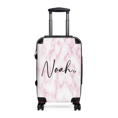 Personalized Name Marble Suitcase - Custom Travel Luggage with Elegant Marble Design and Your Name