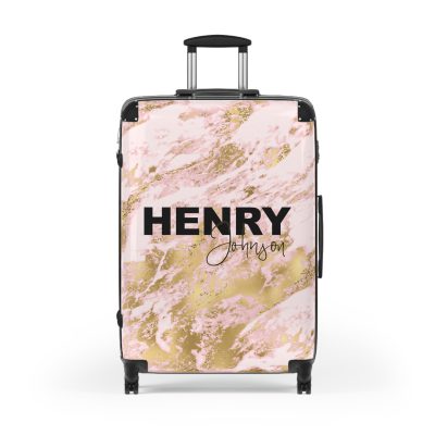 Custom Marble Suitcase - A personalized suitcase adorned with an elegant marble-themed design, perfect for travelers who want to add a touch of luxury to their luggage.