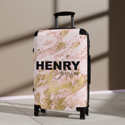 Custom Marble Suitcase - A personalized suitcase adorned with an elegant marble-themed design, perfect for travelers who want to add a touch of luxury to their luggage.