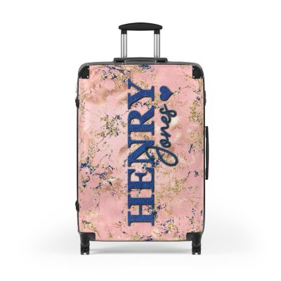 Custom Marble Suitcase - A personalized suitcase adorned with an elegant marble-themed design, perfect for travelers who want to add a touch of luxury to their luggage.