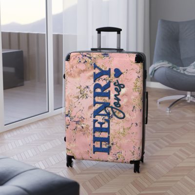 Custom Marble Suitcase - A personalized suitcase adorned with an elegant marble-themed design, perfect for travelers who want to add a touch of luxury to their luggage.