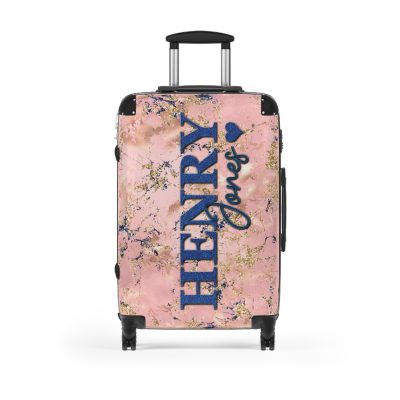 Custom Marble Suitcase - A personalized suitcase adorned with an elegant marble-themed design, perfect for travelers who want to add a touch of luxury to their luggage.