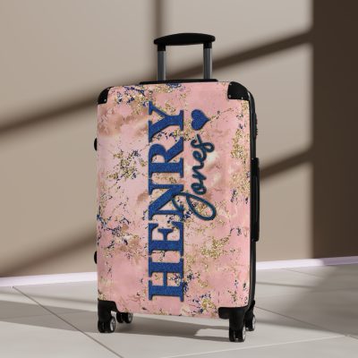 Custom Marble Suitcase - A personalized suitcase adorned with an elegant marble-themed design, perfect for travelers who want to add a touch of luxury to their luggage.