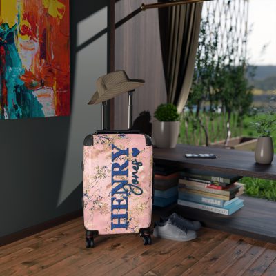 Custom Marble Suitcase - A personalized suitcase adorned with an elegant marble-themed design, perfect for travelers who want to add a touch of luxury to their luggage.