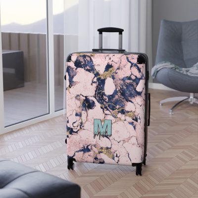 Custom Marble Suitcase - A personalized suitcase adorned with an elegant marble-themed design, perfect for travelers who want to add a touch of luxury to their luggage.