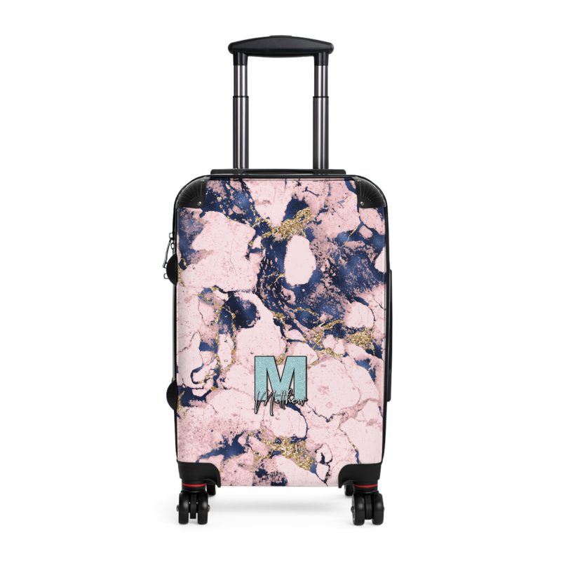 Custom Marble Suitcase - A personalized suitcase adorned with an elegant marble-themed design, perfect for travelers who want to add a touch of luxury to their luggage.