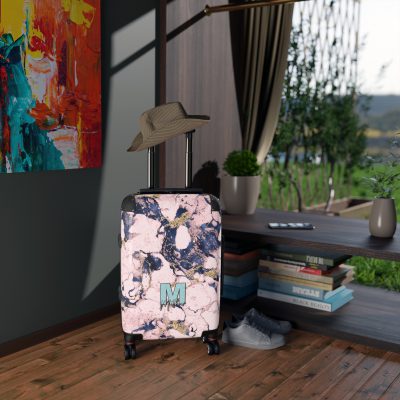 Custom Marble Suitcase - A personalized suitcase adorned with an elegant marble-themed design, perfect for travelers who want to add a touch of luxury to their luggage.