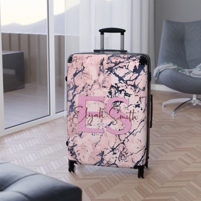 Custom Marble Suitcase - A personalized suitcase adorned with an elegant marble-themed design, perfect for travelers who want to add a touch of luxury to their luggage.