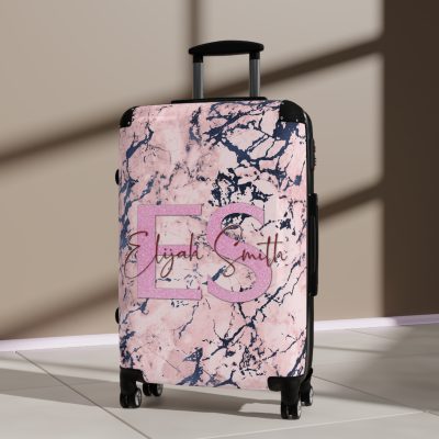 Custom Marble Suitcase - A personalized suitcase adorned with an elegant marble-themed design, perfect for travelers who want to add a touch of luxury to their luggage.