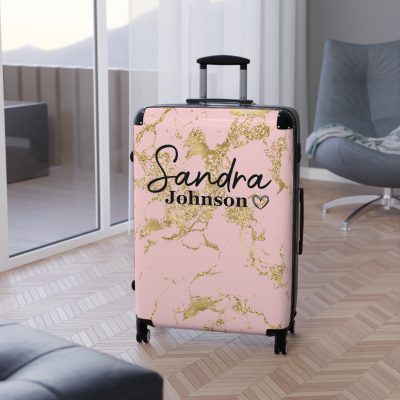 Custom Marble Suitcase - A personalized suitcase adorned with an elegant marble-themed design, perfect for travelers who want to add a touch of luxury to their luggage.