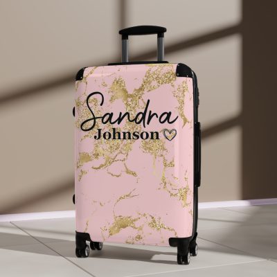 Custom Marble Suitcase - A personalized suitcase adorned with an elegant marble-themed design, perfect for travelers who want to add a touch of luxury to their luggage.