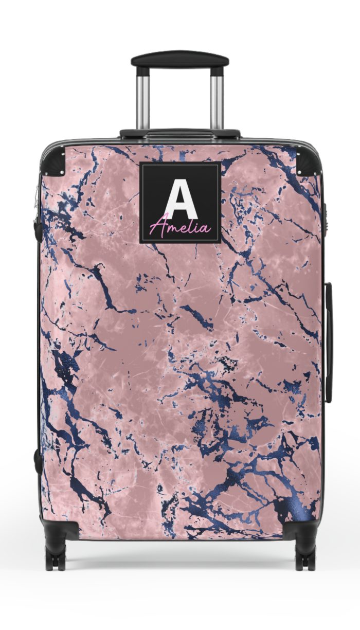 Custom Marble Suitcase - A personalized suitcase adorned with an elegant marble-themed design, perfect for travelers who want to add a touch of luxury to their luggage.