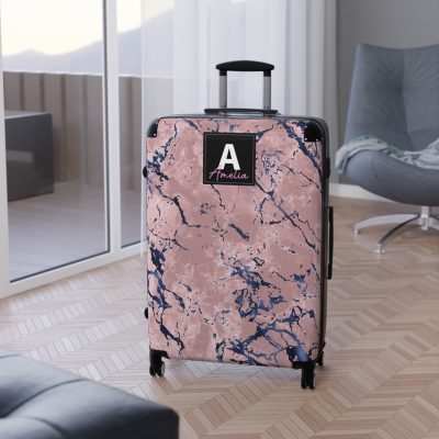 Custom Marble Suitcase - A personalized suitcase adorned with an elegant marble-themed design, perfect for travelers who want to add a touch of luxury to their luggage.