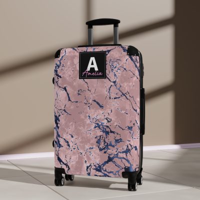 Custom Marble Suitcase - A personalized suitcase adorned with an elegant marble-themed design, perfect for travelers who want to add a touch of luxury to their luggage.