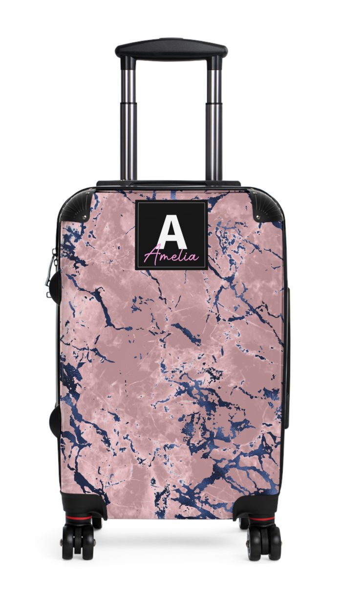 Custom Marble Suitcase - A personalized suitcase adorned with an elegant marble-themed design, perfect for travelers who want to add a touch of luxury to their luggage.