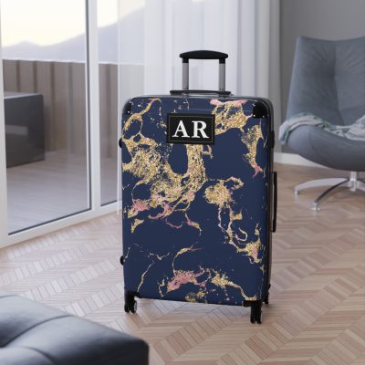 Custom Marble Suitcase - A personalized suitcase adorned with an elegant marble-themed design, perfect for travelers who want to add a touch of luxury to their luggage.