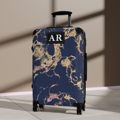 Custom Marble Suitcase - A personalized suitcase adorned with an elegant marble-themed design, perfect for travelers who want to add a touch of luxury to their luggage.