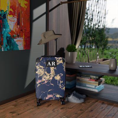 Custom Marble Suitcase - A personalized suitcase adorned with an elegant marble-themed design, perfect for travelers who want to add a touch of luxury to their luggage.