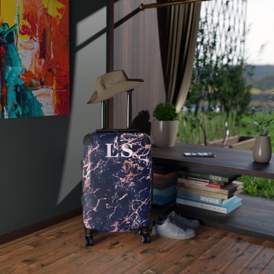 Custom Marble Suitcase - A personalized suitcase adorned with an elegant marble-themed design, perfect for travelers who want to add a touch of luxury to their luggage.