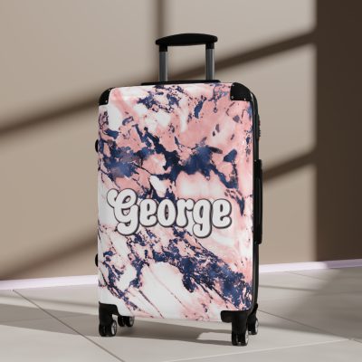 Custom Marble Suitcase - A personalized suitcase adorned with an elegant marble-themed design, perfect for travelers who want to add a touch of luxury to their luggage.