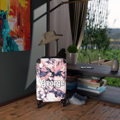 Custom Marble Suitcase - A personalized suitcase adorned with an elegant marble-themed design, perfect for travelers who want to add a touch of luxury to their luggage.