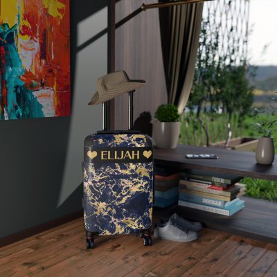 Custom Marble Suitcase - A personalized suitcase adorned with an elegant marble-themed design, perfect for travelers who want to add a touch of luxury to their luggage.