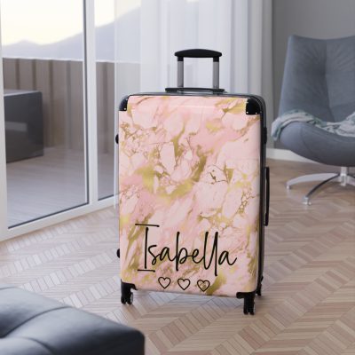 Custom Marble Suitcase - A personalized suitcase adorned with an elegant marble-themed design, perfect for travelers who want to add a touch of luxury to their luggage.