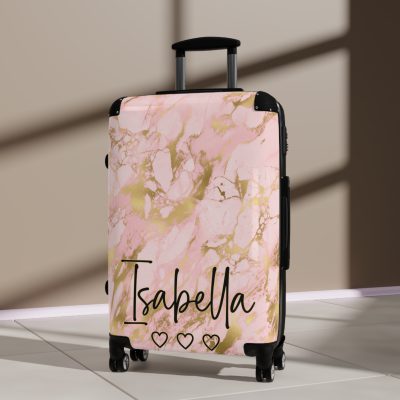 Custom Marble Suitcase - A personalized suitcase adorned with an elegant marble-themed design, perfect for travelers who want to add a touch of luxury to their luggage.