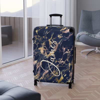 Custom Marble Suitcase - A personalized suitcase adorned with an elegant marble-themed design, perfect for travelers who want to add a touch of luxury to their luggage.