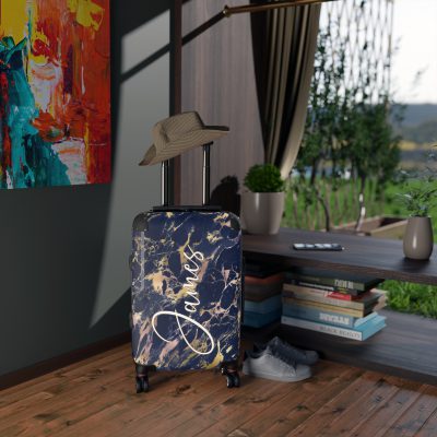 Custom Marble Suitcase - A personalized suitcase adorned with an elegant marble-themed design, perfect for travelers who want to add a touch of luxury to their luggage.