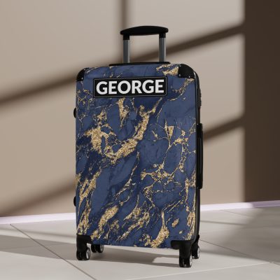 Custom Marble Suitcase - A personalized suitcase adorned with an elegant marble-themed design, perfect for travelers who want to add a touch of luxury to their luggage.