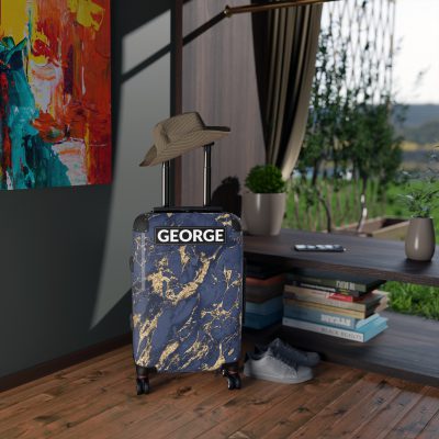 Custom Marble Suitcase - A personalized suitcase adorned with an elegant marble-themed design, perfect for travelers who want to add a touch of luxury to their luggage.