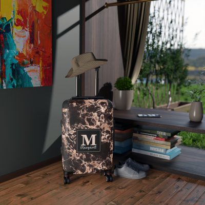 Custom Marble Suitcase - A personalized suitcase adorned with an elegant marble-themed design, perfect for travelers who want to add a touch of luxury to their luggage.