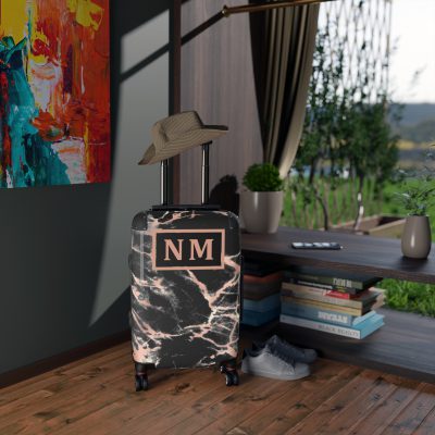 Custom Marble Suitcase - A personalized suitcase adorned with an elegant marble-themed design, perfect for travelers who want to add a touch of luxury to their luggage.