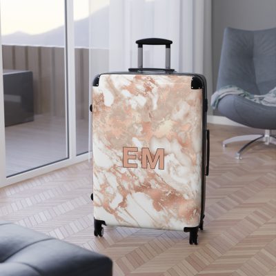 Custom Marble Suitcase - A personalized suitcase adorned with an elegant marble-themed design, perfect for travelers who want to add a touch of luxury to their luggage.