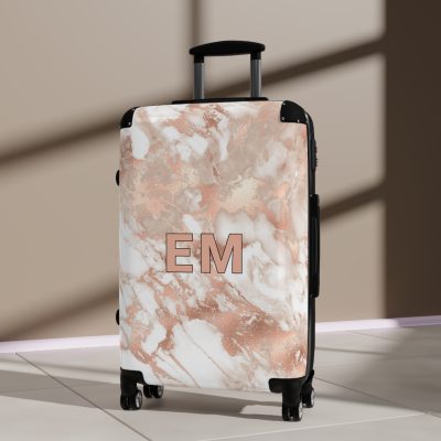 Custom Marble Suitcase - A personalized suitcase adorned with an elegant marble-themed design, perfect for travelers who want to add a touch of luxury to their luggage.