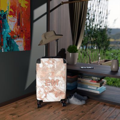 Custom Marble Suitcase - A personalized suitcase adorned with an elegant marble-themed design, perfect for travelers who want to add a touch of luxury to their luggage.