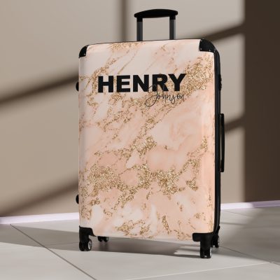 Custom Marble Suitcase - A personalized suitcase adorned with an elegant marble-themed design, perfect for travelers who want to add a touch of luxury to their luggage.