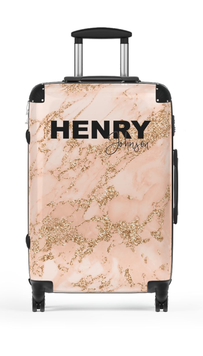 Custom Marble Suitcase - A personalized suitcase adorned with an elegant marble-themed design, perfect for travelers who want to add a touch of luxury to their luggage.