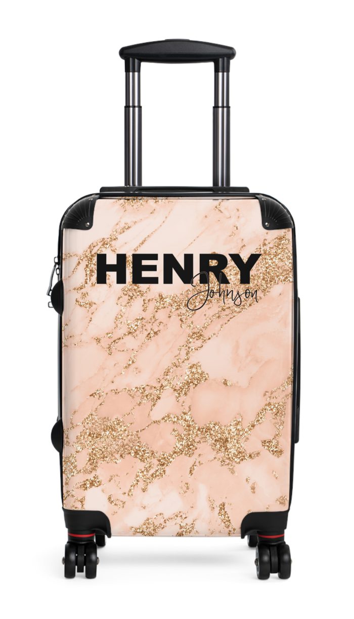 Custom Marble Suitcase - A personalized suitcase adorned with an elegant marble-themed design, perfect for travelers who want to add a touch of luxury to their luggage.