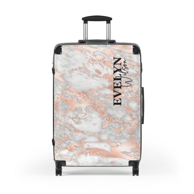 Custom Marble Suitcase - A personalized suitcase adorned with an elegant marble-themed design, perfect for travelers who want to add a touch of luxury to their luggage.