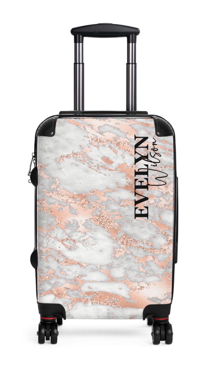 Custom Marble Suitcase - A personalized suitcase adorned with an elegant marble-themed design, perfect for travelers who want to add a touch of luxury to their luggage.