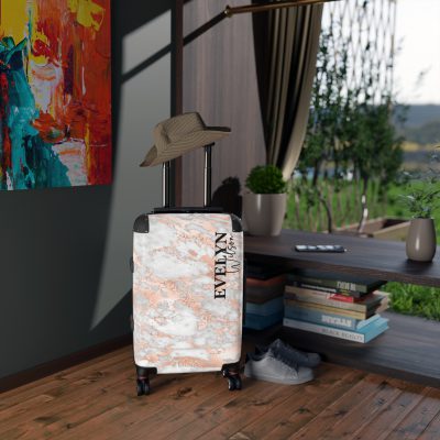 Custom Marble Suitcase - A personalized suitcase adorned with an elegant marble-themed design, perfect for travelers who want to add a touch of luxury to their luggage.