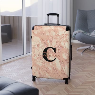 Custom Marble Suitcase - A personalized suitcase adorned with an elegant marble-themed design, perfect for travelers who want to add a touch of luxury to their luggage.