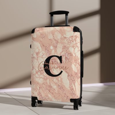 Custom Marble Suitcase - A personalized suitcase adorned with an elegant marble-themed design, perfect for travelers who want to add a touch of luxury to their luggage.