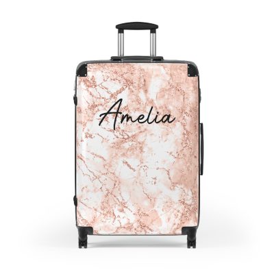 Custom Marble Suitcase - A personalized suitcase adorned with an elegant marble-themed design, perfect for travelers who want to add a touch of luxury to their luggage.