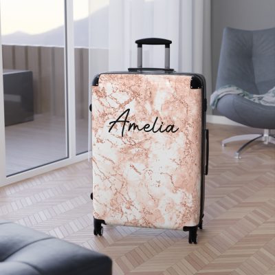 Custom Marble Suitcase - A personalized suitcase adorned with an elegant marble-themed design, perfect for travelers who want to add a touch of luxury to their luggage.